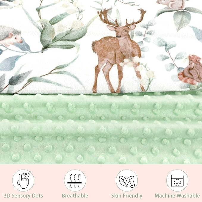 TANOFAR Baby Blankets for Unisex Boys Girls, Ultra Soft Minky Blanket with Double Layer Dotted, Breathable and Lightweight Receiving Blanket for Newborns, 30x40 Inches, Woodland Animal