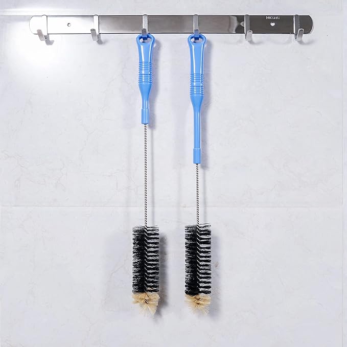 Bottle Cleaning Brush, 17 Inches Extra Long Handle Water Bottle Brush, Flexible Bendable Cleaner for Washing Narrow Neck Bottles, Wine Decanter, Kombucha, Pipes, Beer Brewing Supplies, 2 Pack