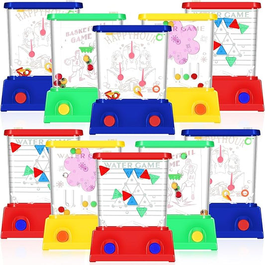 Sumind 10 Pieces Handheld Water Game for Kids Mini Water Ring Toss and Basketball Hoop Toy 90s Retro Mini Games for Goodie Bags Stuffers Birthday Return Gifts Classroom Rewards(Bright,Modern Style)