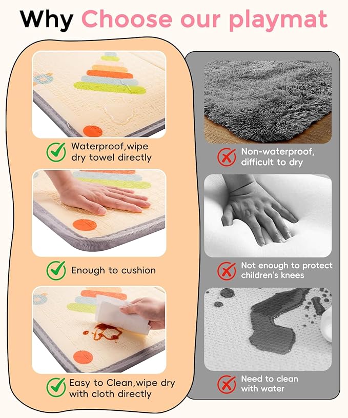 Play Mat for Babies 79x71 | 0.8Inch Thick Foldable Baby Foam Playmat | Waterproof Playmat for Toddler Crawling | Reversible XPE Large Floor Playroom Mat Kids