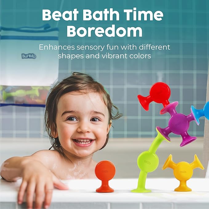 BUNMO Stocking Stuffers for Kids - Toddler Suction Bath Toys - Connect, Build, Create - Toddler Stocking Stuffers - Fine Motor Skills - Stimulating Sensory Fun - Original 24 Pack