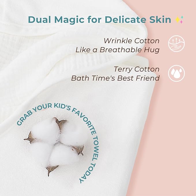 Poncho Muslin Towels for Kids Set of 6 for Embroidery,Baby Bath Towels with Muslin and Soft Terry Towel,24" x 24"Baby Beach Poncho with Seamless Pro Edge, Gifts for Boys and Girls