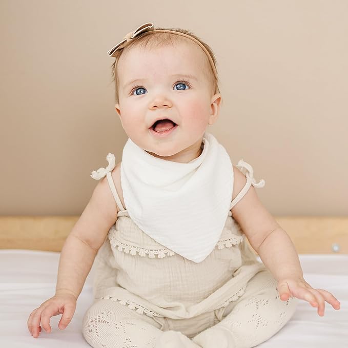 Konssy Muslin Baby Bibs 10 Pack Baby Bandana Drool Bibs 100% Cotton for Unisex Boys and Girls, Soft Absorbent Set for Teething and Drooling