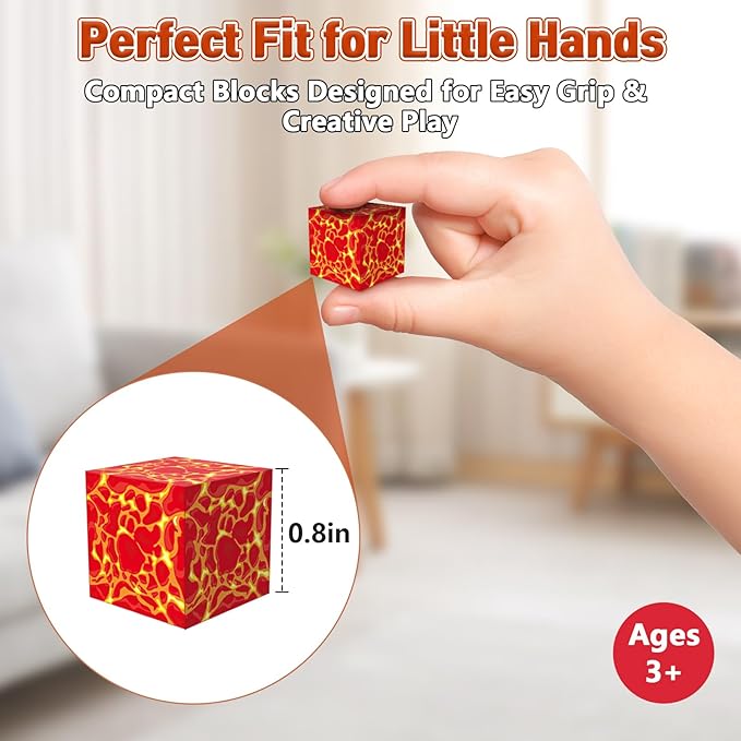 70PCS Magnetic Building Blocks Travel Toys for Kids Ages 4-8, Lava Portal Mini Magnetic Blocks with Iron Storage Box, Portable Magnet Cubes STEM Learning Set for Toddler Boys Girls Ages 3+