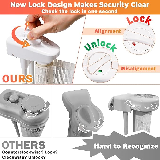 Retractable Baby Gates for Stairs, 55" Wide Retractable Dog Gate Pet Gate, 34" Extra Tall Child Safety Gate Toddler Mesh Gate with Support Rods for Doorways, Hallways, Deck, Porch, Indoor, Outdoor