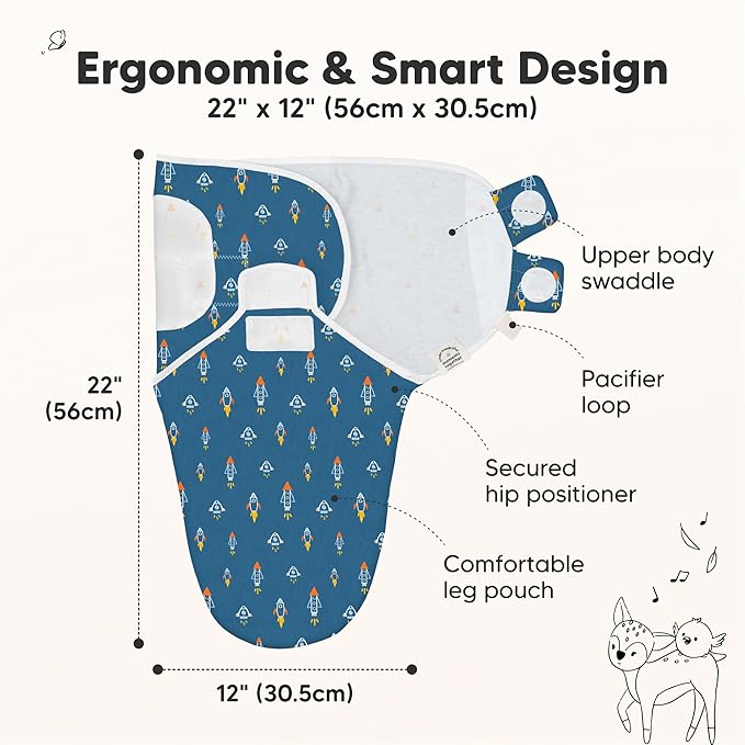 3-Pack Organic Baby Swaddle Sleep Sacks - Swaddles for Newborns, Infant 0-3 Months, Baby Girls, Boys, Soft & Snug Newborn Sleep Sack, Nursery Swaddling Blankets (Cosmo)