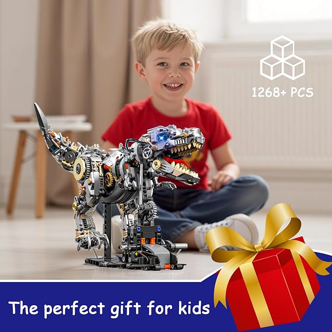 Mechanical Tyrannosaurus Building Blocks Set,T Rex Model Home Decor Gift for Adults Teens Kids Boys（1268PCS）