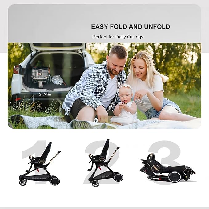 Baby Stroller Lightweight,High Landscape 360°Rotable,Ergonomic,Adjustable Backrest Canopy Peekaboo Window,Foldable,All Terrain Wheels,Storage Basket,Travel Stroller Wagon for Newborn Toddler Black