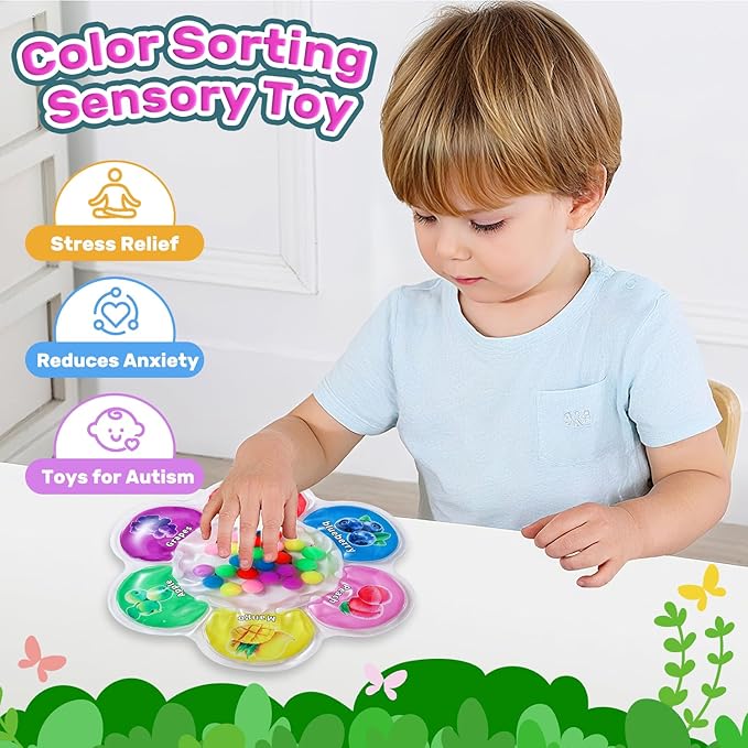 Limpskys Sorting Toys, Color Sorting Sensory Toys, Sensory Toys for Toddlers, Autism Toys for Toddlers 3-4, Quiet Fidget Toys,Color Matching Game (Multicolor-Fruit)