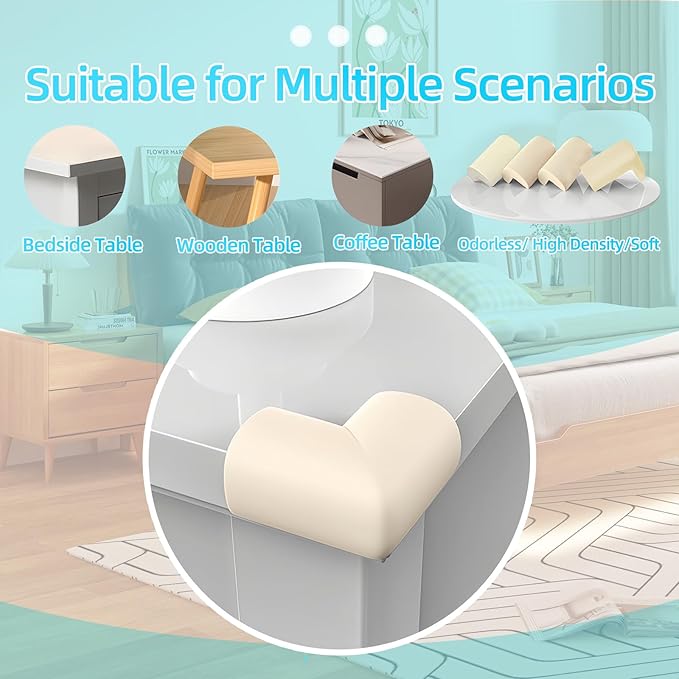 Baby Proofing Edge Corner Protector,L-Shape Cabinet Door Bumper,10 Furniture Safety Soft Corner Guards,Table Corner Protectors,Wall Protector,Self Adhesive,for Nursery,Kitchen,Fireplace,Table