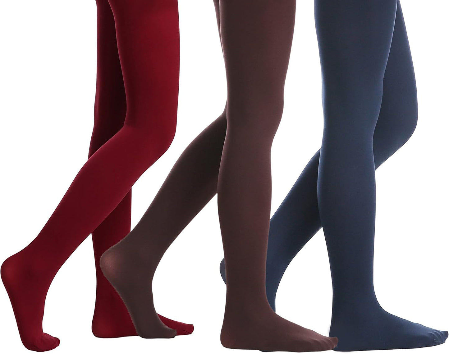 EVERSWE 3 Pairs Pack Girls Microfiber Tights Multiple Colors