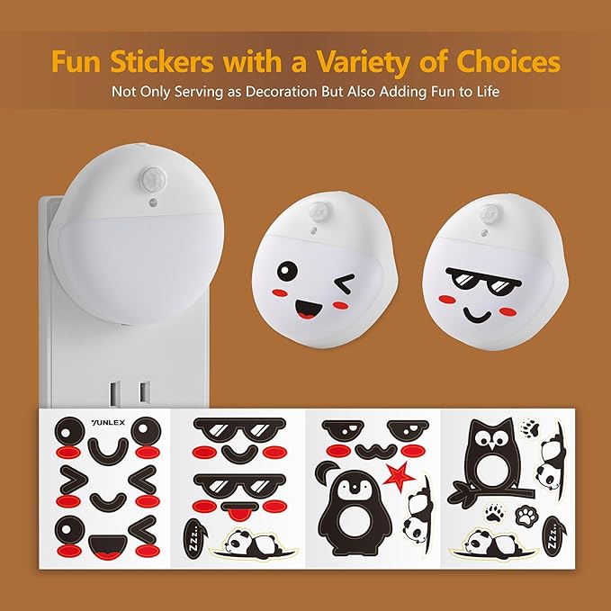 2 Pack Plug in Night Light with Motion Sensor and Dusk to Dawn Sensor, Stepless Dimming, Warm White LED Nightlight with 3 Lighting Ways for Bathroom, Bedroom, Kitchen, for Kids, Adults