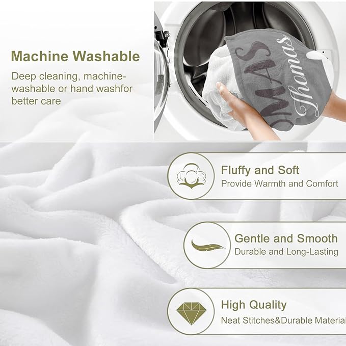 Personalized Custom Baby Blanket with Name for Girls Boys Kids Customized Flannel Blanket for Bed Nursery Room Baby Stroller