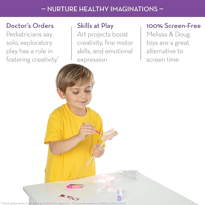 Melissa & Doug Created by Me! Wooden Princess Wand, Arts & Crafts Kit with Paint, Glitter Stickers, Ribbons & More, Princess Toys for Kids 4+