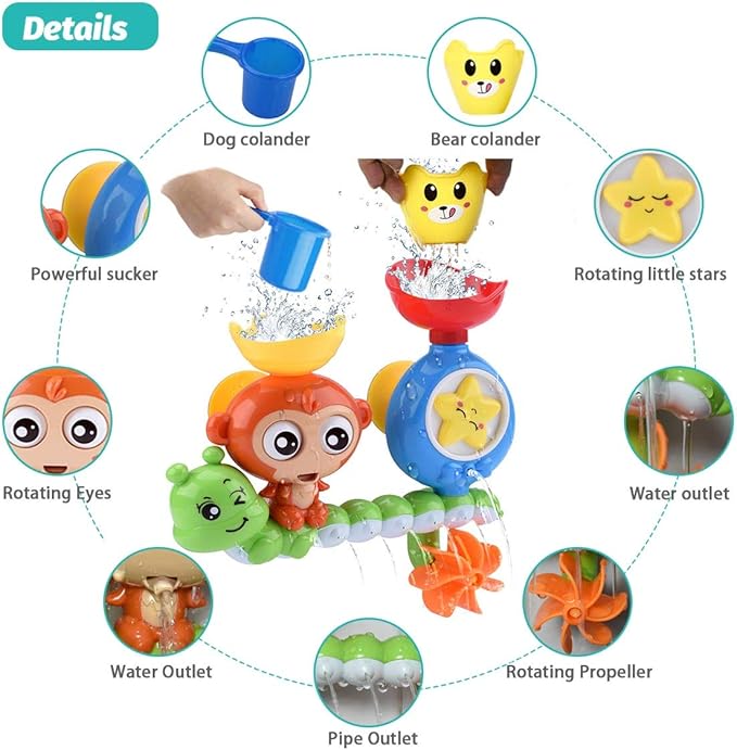 Bath Toys for Kids Ages 1-3 Toddler Bath Toys for Babies 1 2 3 Year Old Boys Girls Water Bathing Tub Toy for 12 18 Months Infant with Cups