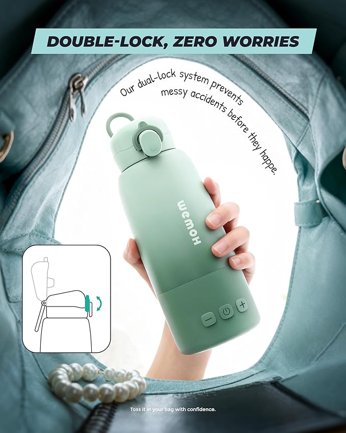 Upgraded Portable Bottle Warmer for Travel with Self-Clean Function, Precise Temp Control & 8 Feeds per Charge, 16oz Bottle Warmer On-The-Go Parents, 100W Fast Heating for Breast Milk & Formula