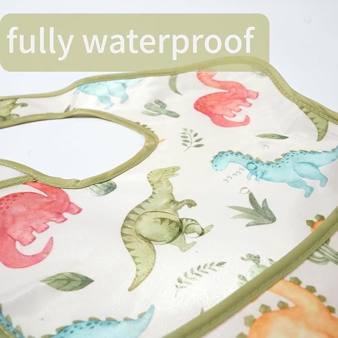 3-Pack Waterproof Baby Bibs for Eating - Lightweight Feeding Bibs, Mess Proof, Baby Essential Must Have for Eating