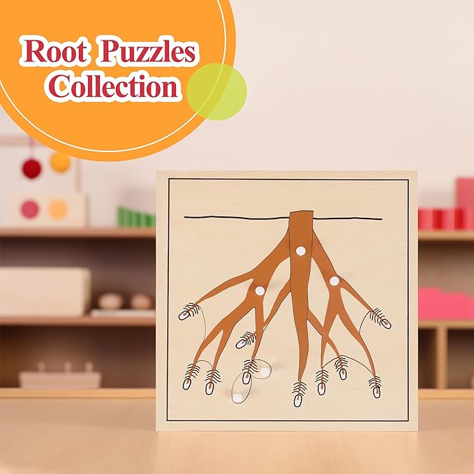 MONTESSORI OUTLET Nature Materials Root Puzzle Early Preschool Learning Toys for 3-12 Year Old Kids and Toddler