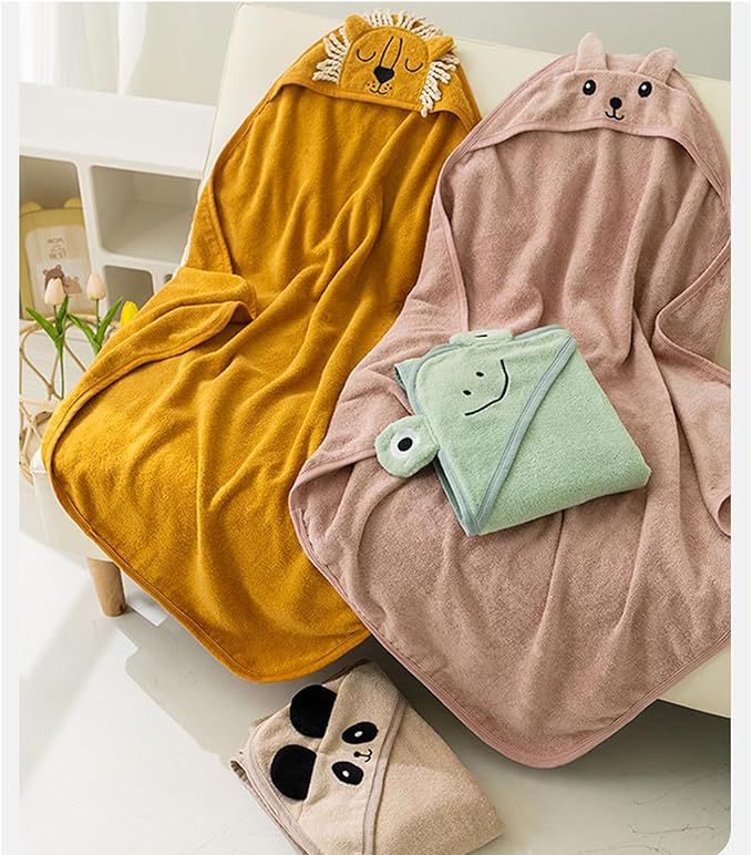 ROMASA Baby Bath Towel with Hooded Cute Design Ultra Soft Thick Cotton Bath Towel Shower Gift for Newborn,35X35 inches (Apricot)