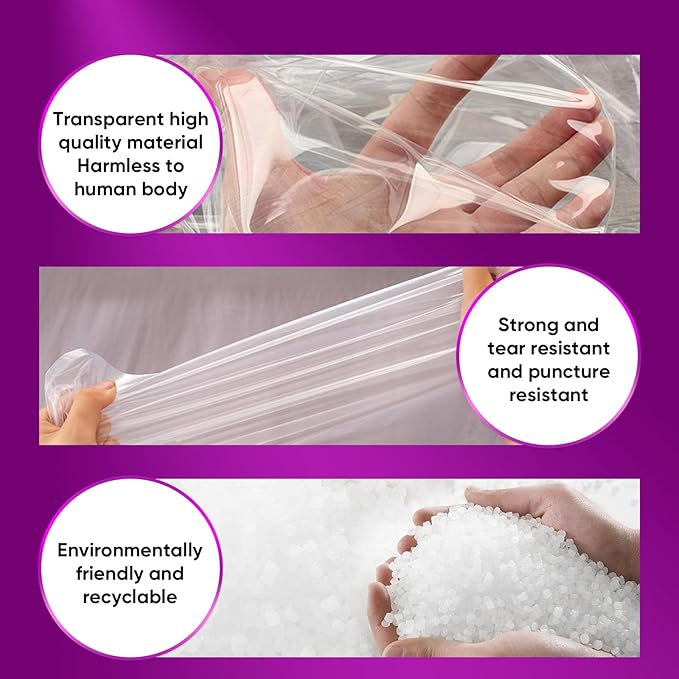 ZCHENBS® – Mattress Bags for Moving and Storage,Mattress Bag with Zippers,5 Mil Ultra-Thick Bed Bag,Waterproof,Anti-Tear,Heavy-Duty Mattress bag (Tansparent/Purple, Full/Full XL-(1 Pack))