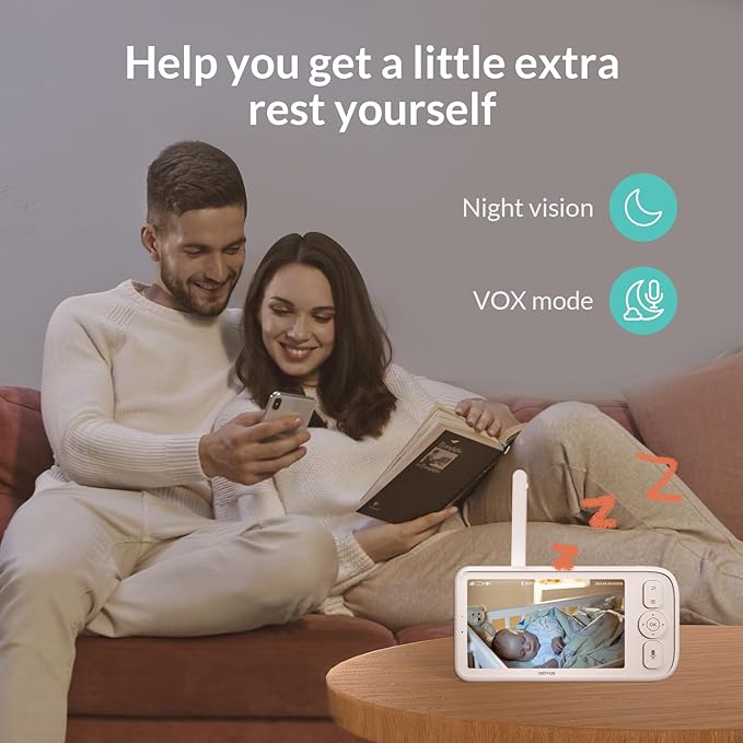 NETVUE Upgraded Baby Camera Monitor Video - 5000mAh Baby Monitor with Camera and Audio, 5" Display, 4 in 1 Bracket Meets The Needs in All Scenarios, Smart Phone App, Cry Detection