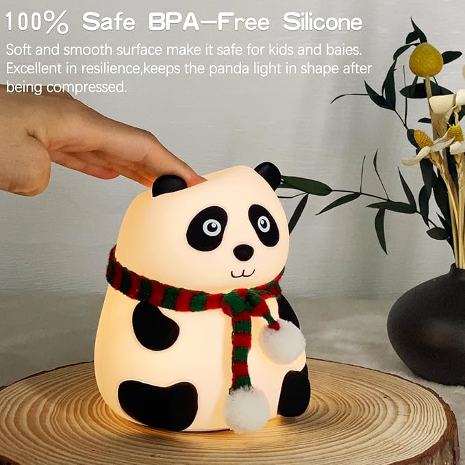 Kids Night Light Cute Panda,Silicone Nursery Lamp for Baby and Toddler,Animal NightLight for Boys and Girls,Squishy Night Light for Bedroom,Cute Lamp for Kids Room (Panda)