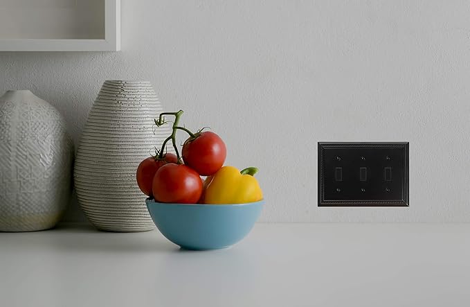 Henne Bery Sunken Pearls Heavy Duty Decorative Wall Plate Switch Plate Outlet Cover (Triple Toggle, Matte Black)