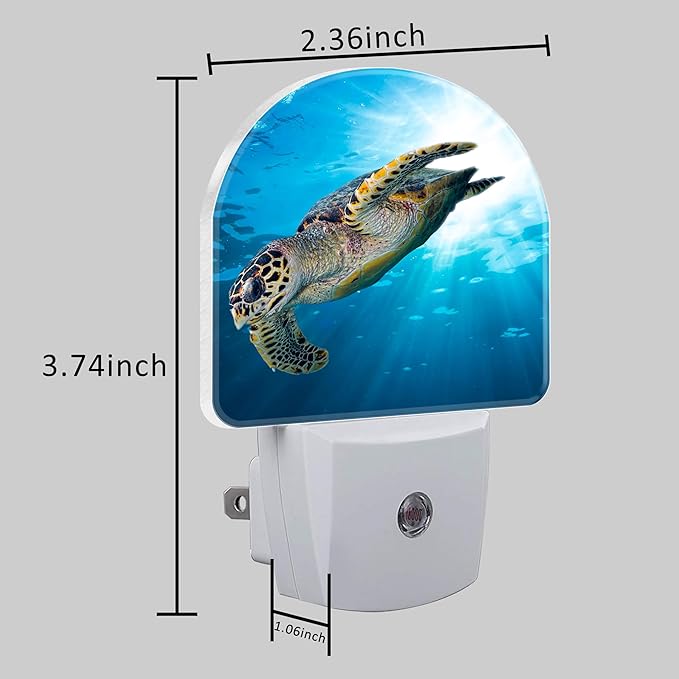 Deep Sea Turtle Night Light for Kids, LED Night Light Plug into Wall with Dusk to Dawn Sensor for Girls Boys Women Men Room Decor, Hallway, Kitchen, Bathroom, Nursery, Stairs