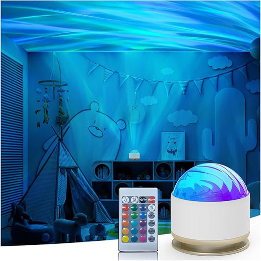 Northern Lights Projector, 16 Light Color Aurora Night Light Projector for Bedroom, Remote Galaxy Light Projector, Dimmable Mood Lighting with Memory Function for Playroom Kids Teen Girl Gift