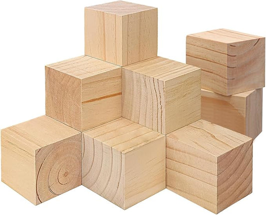 12 Pack Wooden Cubes for Crafts – 3 Inch Craft Quality Wood Cubes, Wood Blocks for Crafts Perfect for DIY Crafts and Art Projects, Unfinished Wood Cubes for DIY Project