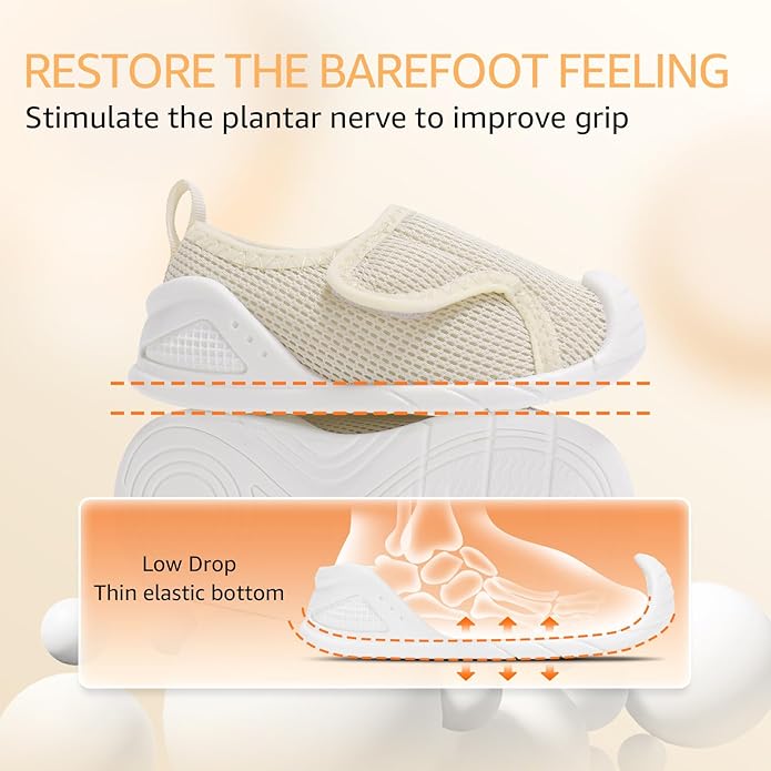 Baby Boys Girls First Walking Shoes Wide Toe Box Infant Sneakers Lightweight Breathable Slip On Barefoot Shoes