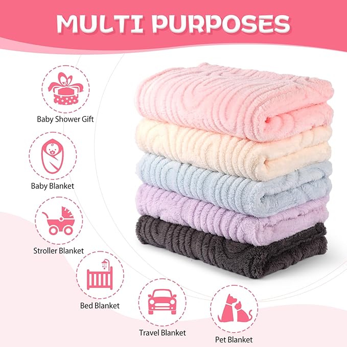 Ultra Soft Fleece Baby Blanket,Swaddle & Receiving Blankets for Newborn Infant, Lightweight Breathable Nursery Nap Blanket for Crib Stroller, for Boys & Girls Rainbow 30"x40" Beige