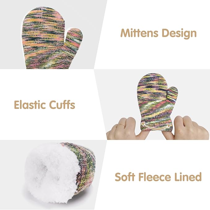 Kids Toddlers Winter Beanie Hats Gloves Neck Scarf Set Mittens Gifts for 0 6 12 Months 1 2 3 4-8 Year Old Baby Girls Boys