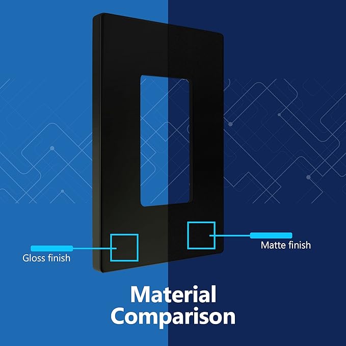 LIDER Matte Finish Decorator Switch Cover, Screwless Wall Plate, Mid-Size 1-Gang 4.88" x 3.11", Unbreakable Polycarbonate Thermoplastic, UL Listed, LSWP-31M-BK2P, Black, 2 Pack
