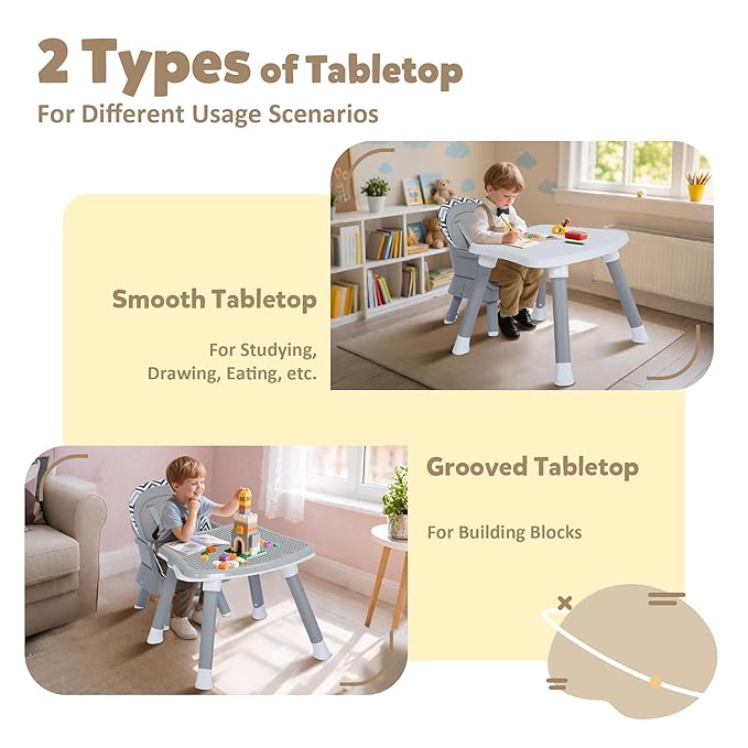 Baby High Chair, 8 in 1 Convertible Highchairs for Babies and Toddlers, Children Dining Booster Seat/Kids Building Block Table for Girls Boys, Baby Seat with Removable Tray, Chevron