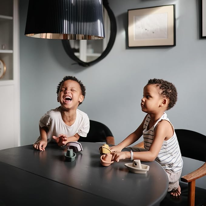 mushie Stackable Bath Boats Toy (Ocean) | Floating Bathtub Toys for Baby & Toddler, Set of 5 | Made in Denmark