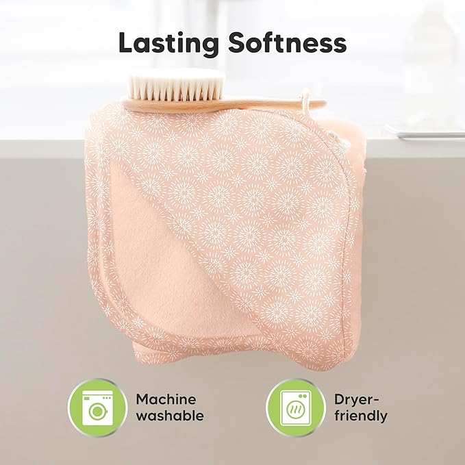 KeaBabies Hooded Baby Towel for Newborn - Viscose Derived from Bamboo Large Baby Bath Towels with Hood for Boys, Girls, Toddler, Extra Absorbent & Soft Newborn Bath Essentials (Pink Crystal, Regular)