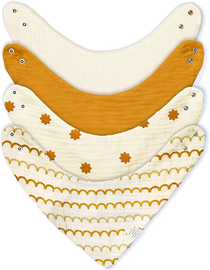 Bandana Bibs - 100% Organic Premium Muslin Cotton, 7-Layers for Drooling, Teething, Feeding