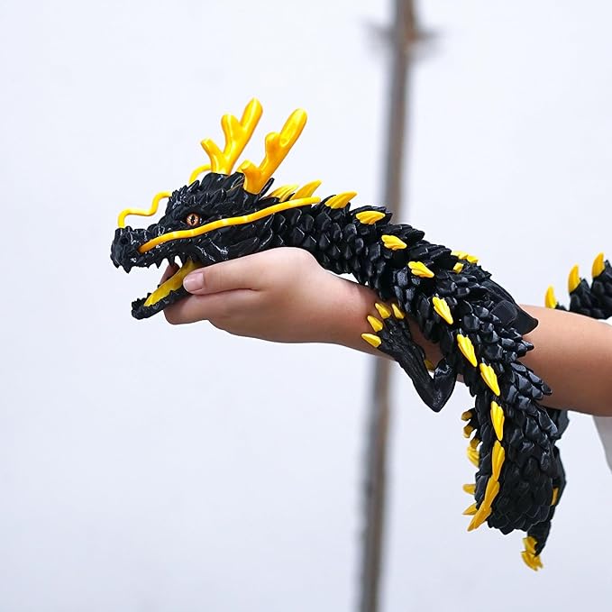 47.5inch Large 3D Printed Dragon,Flexible Joint Animal lacertid Figurines, Home Office Decor,Fidget Toy for Adults Teens Boy Festival Gifts,Easter Basket Stuffers,Executive Desk Toy