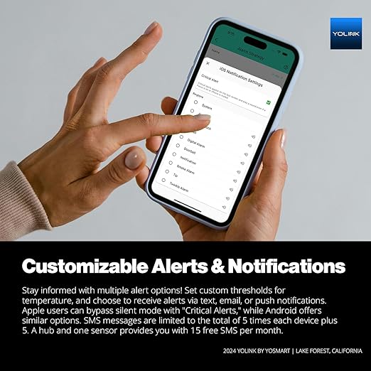 YoLink Smart Freezer Thermometer, LoRa Wireless Fridge Temperature Sensor 3-Pack, Ideal for Refrigerator, Freezer, Greenhouse, Pet Cage, App & SMS Alerts, 5-Year Battery, Hub Included