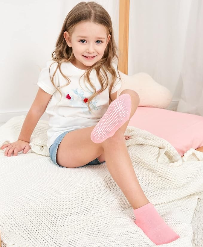 ZAPLES Baby Non Slip Grip Ankle Socks with Anti Skid Grippers Boys Girls Low Cut for Infants Toddlers Kids