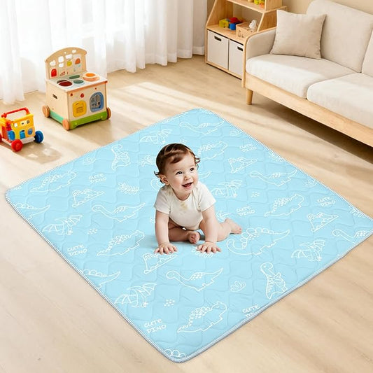 Baby Play Mat for Floor,Soft 50x50 Playpen Mat,Thick Foam Cushioned Playmat for Tummy Time,Safe Non-Slip Backing for Crawling for Kids Toddlers Infants,Graffiti Dinosaurs