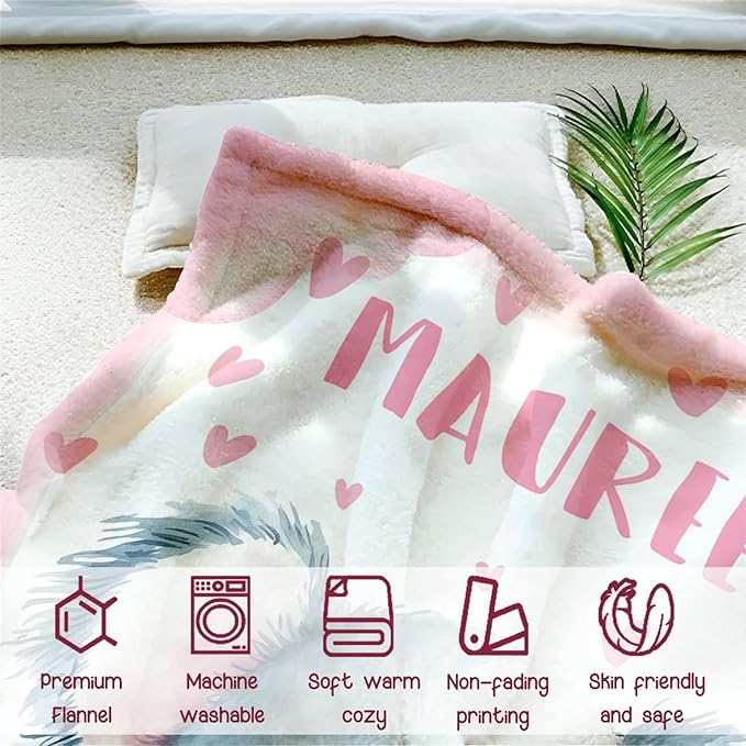 Personalized Baby Blanket for Girls, Custom Baby Blanket with Name, Soft Cozy Personalized Name Blankets for Kids, Customized Koala Blanket for Infant Toddler Birthday Christmas