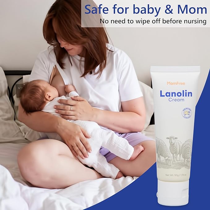 Natural Lanolin Nipple Cream: Soothing Nipples Cream Single Ingredient | Soothes Cracked & Sore Nipples | No Need to Remove Safe for Baby & Mom - 50g/1.76oz