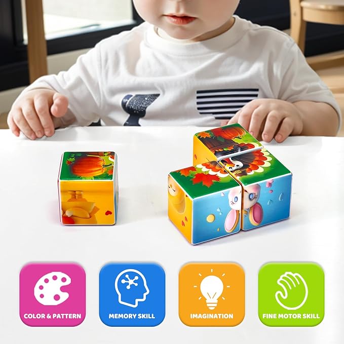Magnetic Blocks for Toddlers Aged 1-3, Large Building Cubic Puzzle Game in Holiday Theme: Christmas, Easter, Birthday, Thanksgiving, Halloween, Valentine's Day