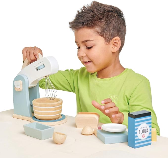 Tender Leaf Toys - Mini Chef Home Baking Set - 27 Pcs Wooden Baker's Mixing Set - Classic Toy for Pretend Cooking - Develops Social, Creative & Imaginative Skills - Learning Role Play - Age 3+