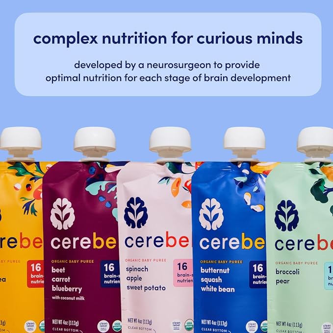 Cerebelly Organic Baby Food Pouches – Organic Purple Carrot Blueberry Pouch Protein, Healthy Fats, Non-Gmo Baby Food Meals 4 Ounce Bpa-Free Toddler Purees, 1 Count