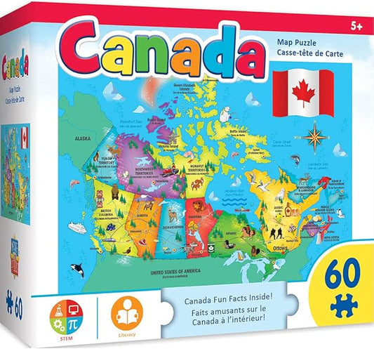 MasterPieces Family Puzzle - Explorers 60 Piece Jigsaw Puzzle for - Canada Map - 14.3"x10.3"