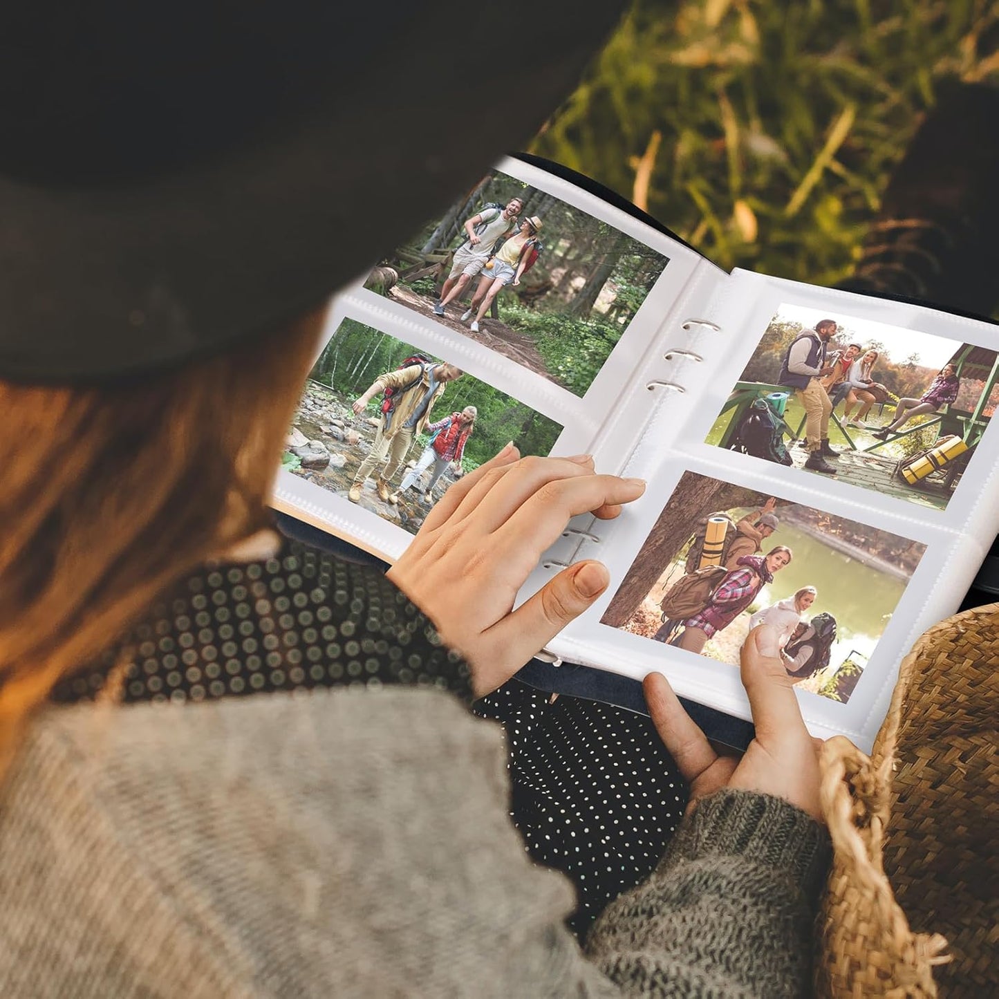 Photo Album 4x6 200 Photos, Genuine Leather Photo Albums with Writing Space with 30 Writing Paper, Travel Family Wedding Kids Graduation Ultrasound Baby Picture Album Scrapbook Photo Album（LOVE）