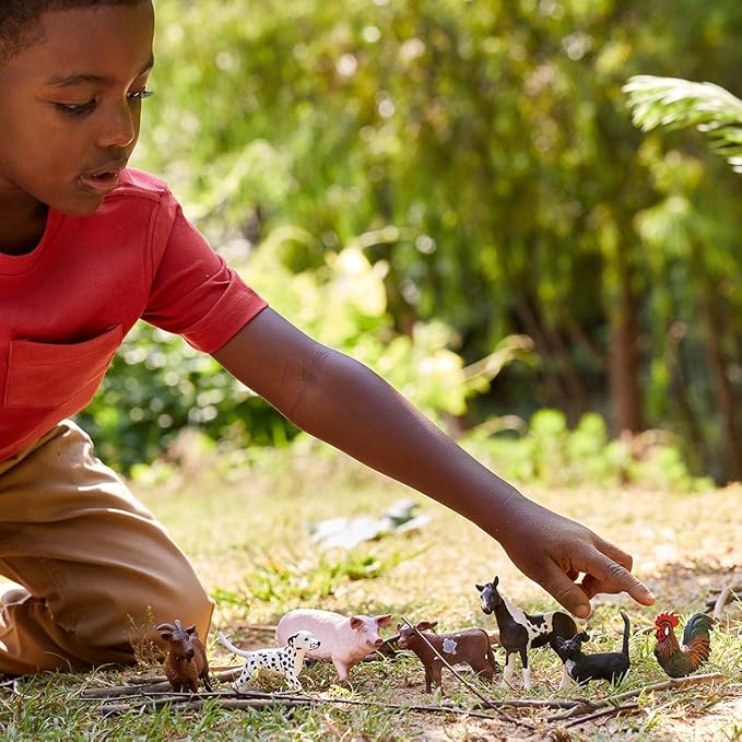 Schleich Farm World - 7 PC Farm Animal Playset with Dog, Cat, Pig, Goat, Rooster, Baby Horse and Cow Toys - Realistic Barnyard Figurines - Fun Educational Figures for Kids and Toddlers Ages 3+